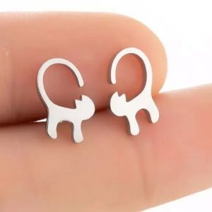 Stainless Steel Cat 🐈 Stud Earrings